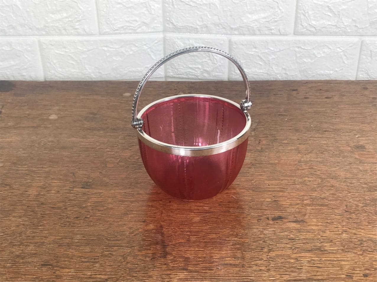 111820 WMF art nouveau cranberry antique glass Bon Bon dish bowl 2