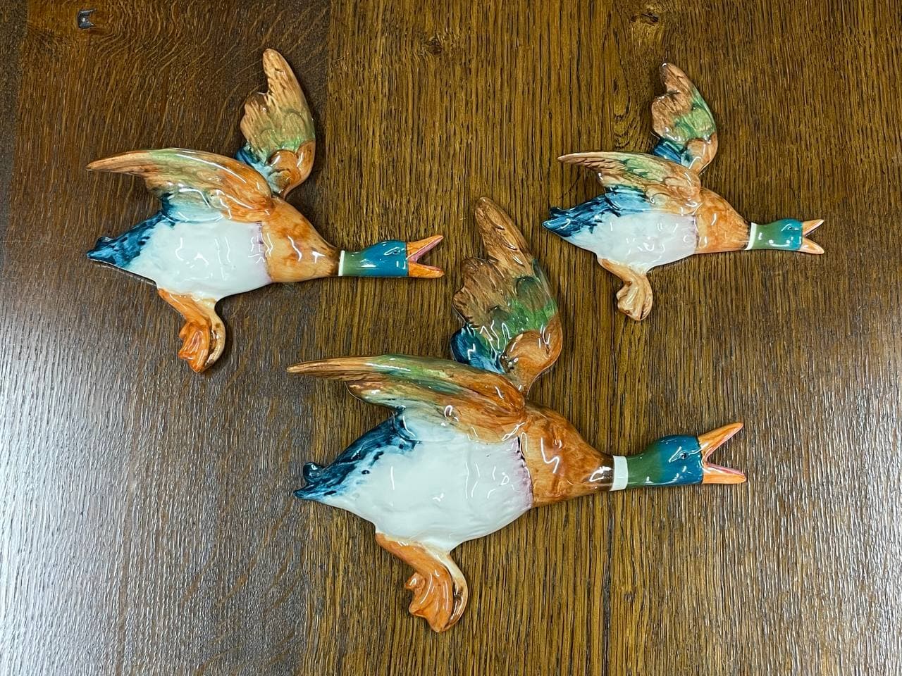 228120 120222 Set Of Three Hand Painted Beswick Graduated Flying Ducks Mallards 1