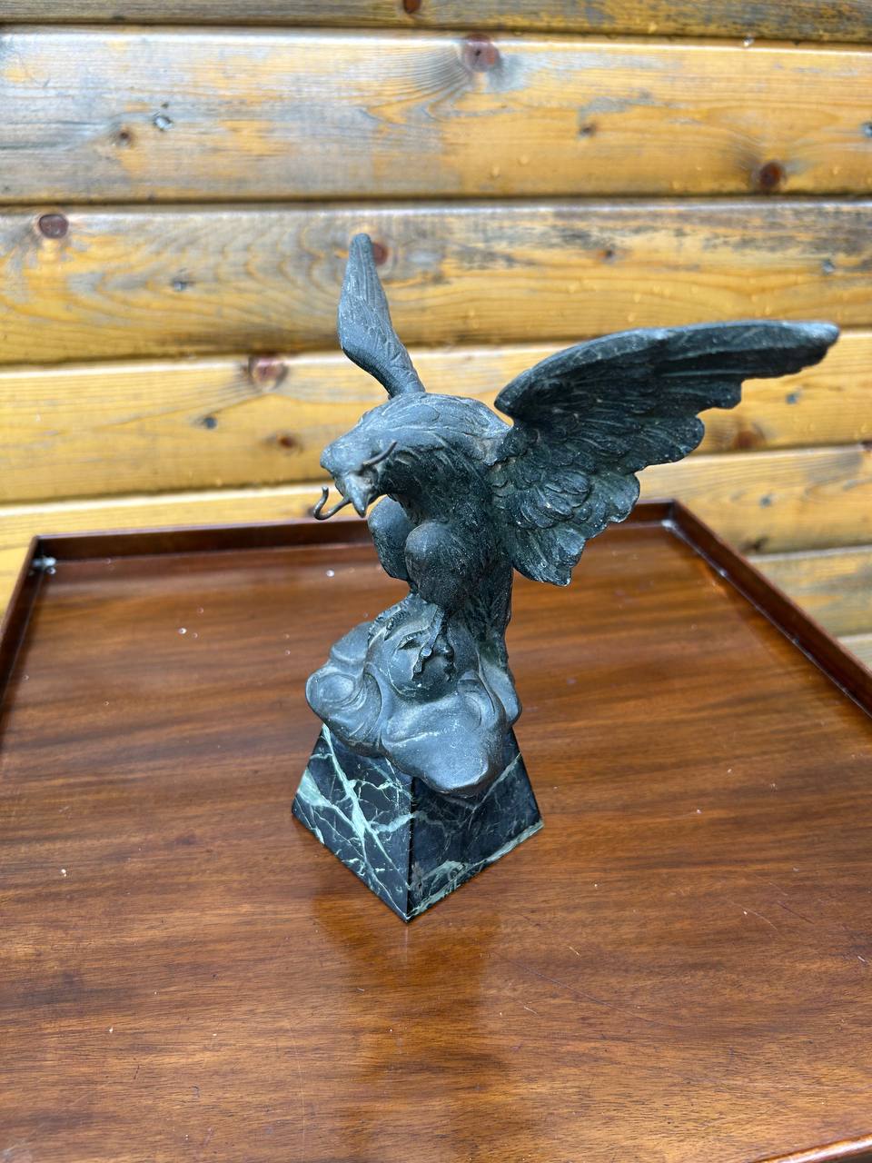 3141124 Antique French Patinated Spelter Eagle Pocket Watch Display Stand 10