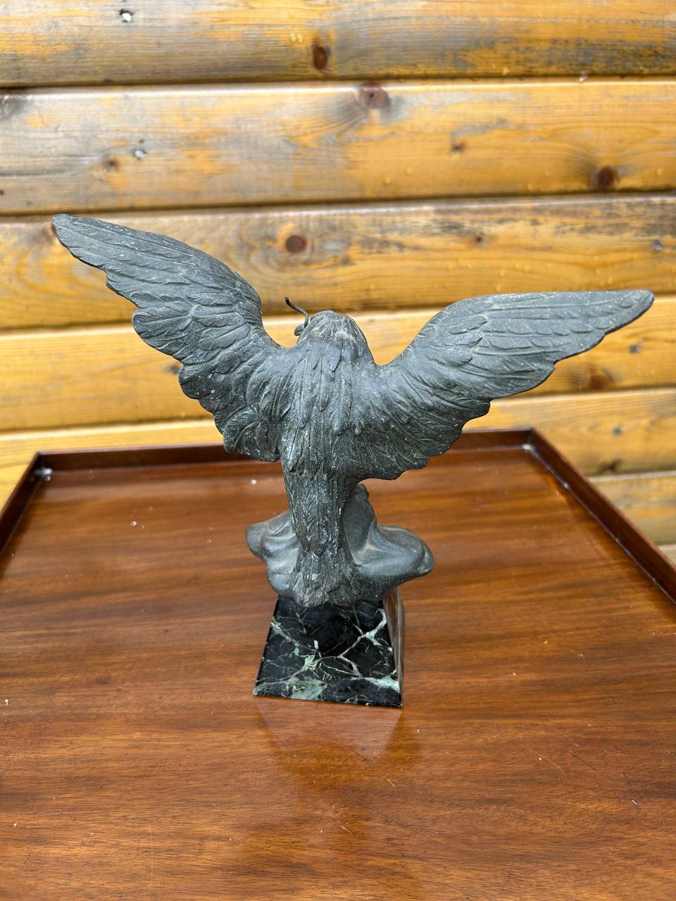 3141124 Antique French Patinated Spelter Eagle Pocket Watch Display Stand 7