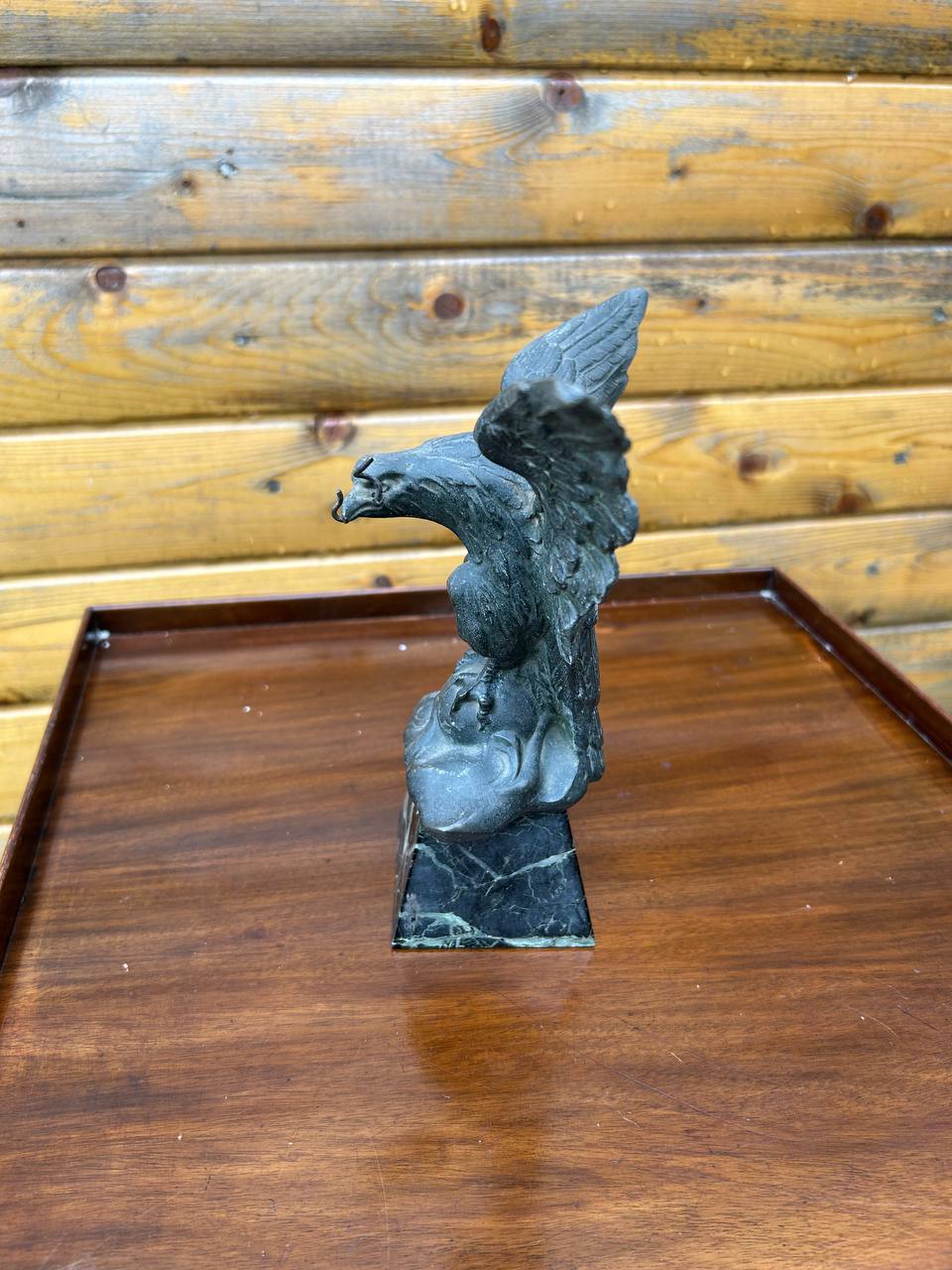 3141124 Antique French Patinated Spelter Eagle Pocket Watch Display Stand 9